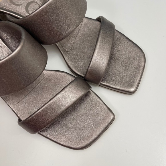 Pedro Garcia Isela Metallic Taupe Block Heel Sandals Size 38.5 / US 8.5 - Picture 4 of 15